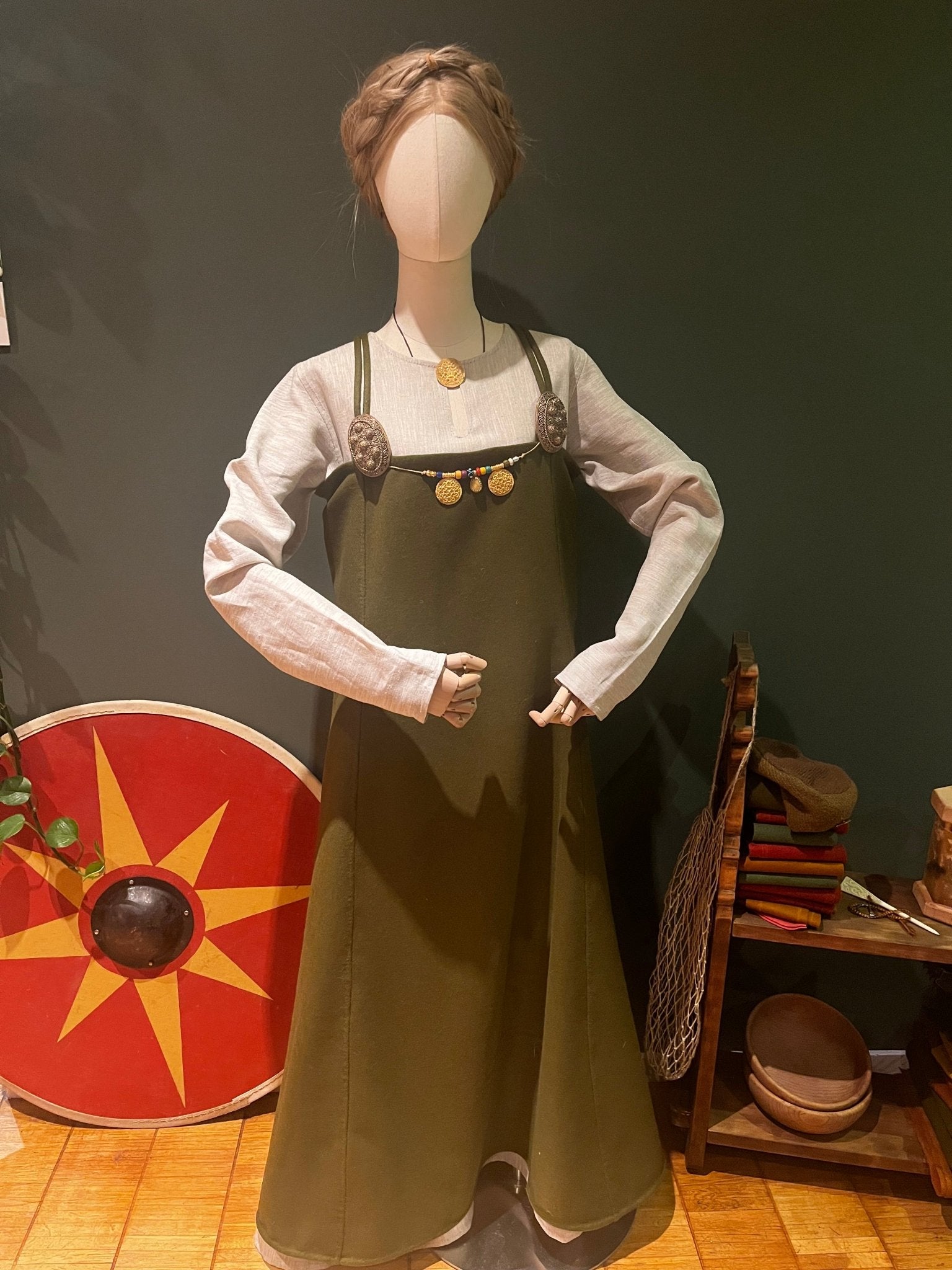 • ÅSA • Hand - Sewn Viking Age Four - Panel Apron Dress in Natural Shades | Premium Thin Twill Wool (290 g/m²) | Based on Finds from Birka, Haithabu, York & Dublin - MIMIRS SAUM