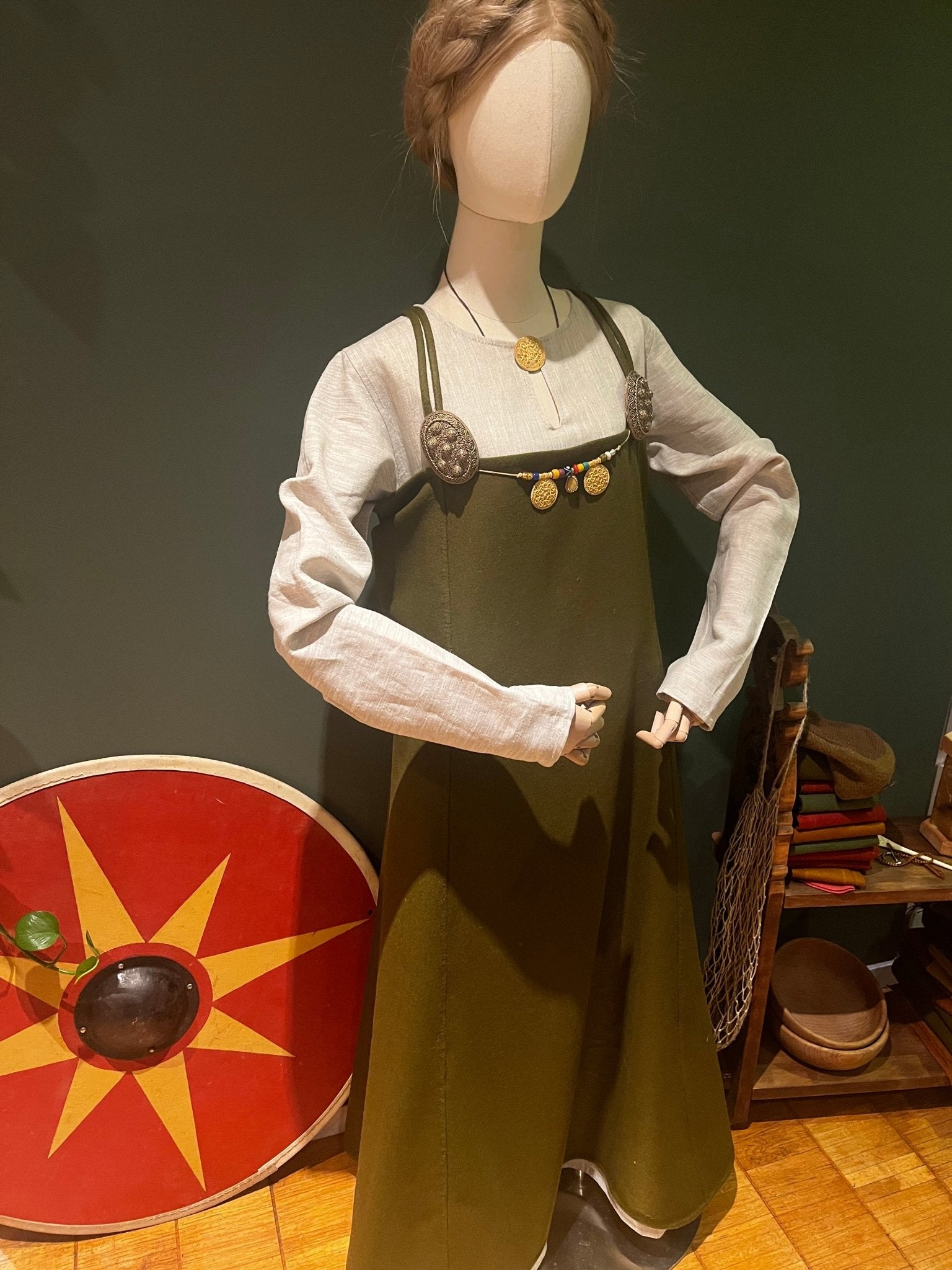 • ÅSA • Hand - Sewn Viking Age Four - Panel Apron Dress in Natural Shades | Premium Thin Twill Wool (290 g/m²) | Based on Finds from Birka, Haithabu, York & Dublin - MIMIRS SAUM