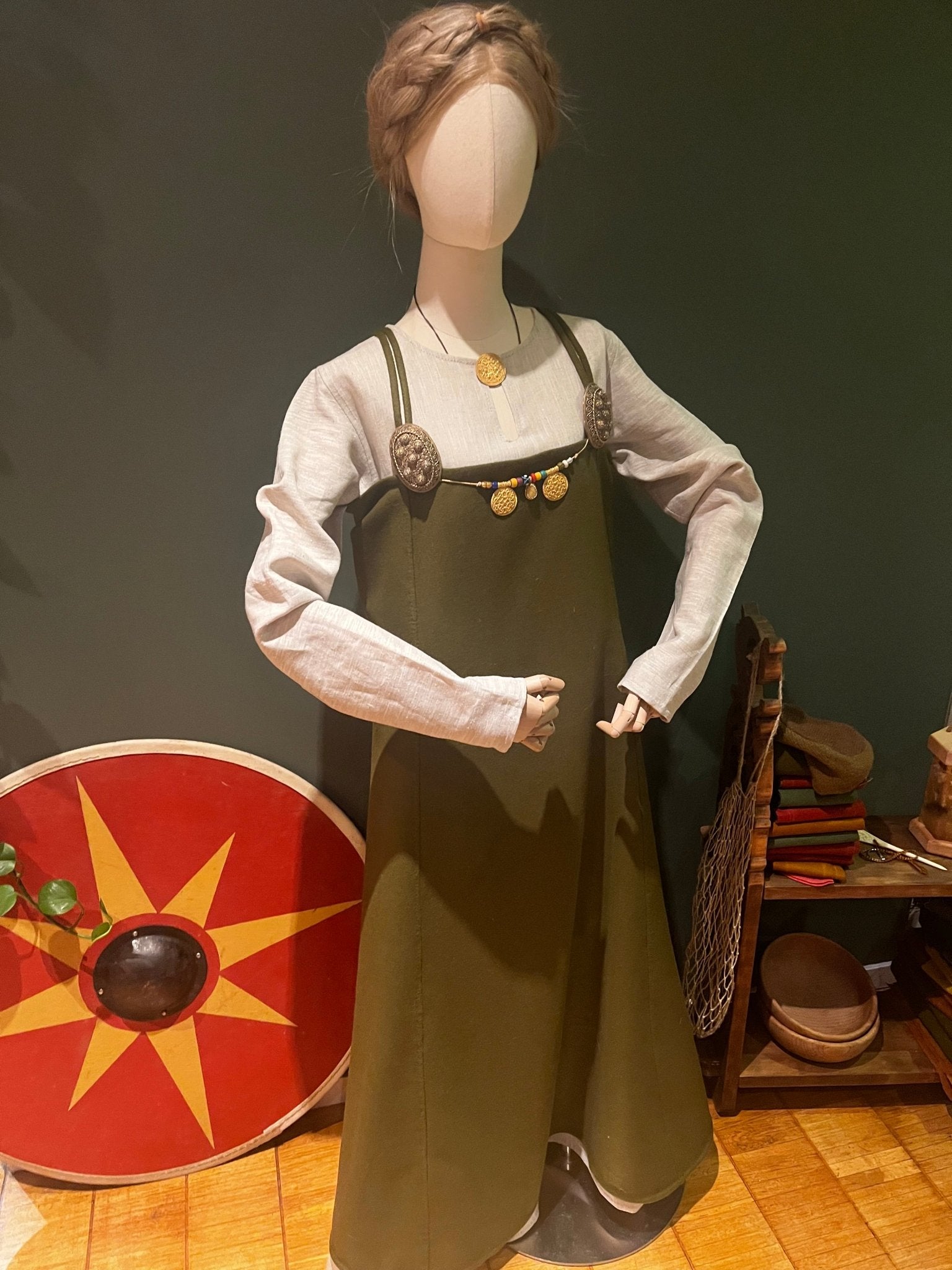 • ÅSA • Hand - Sewn Viking Age Four - Panel Apron Dress in Natural Shades | Premium Thin Twill Wool (290 g/m²) | Based on Finds from Birka, Haithabu, York & Dublin - MIMIRS SAUM