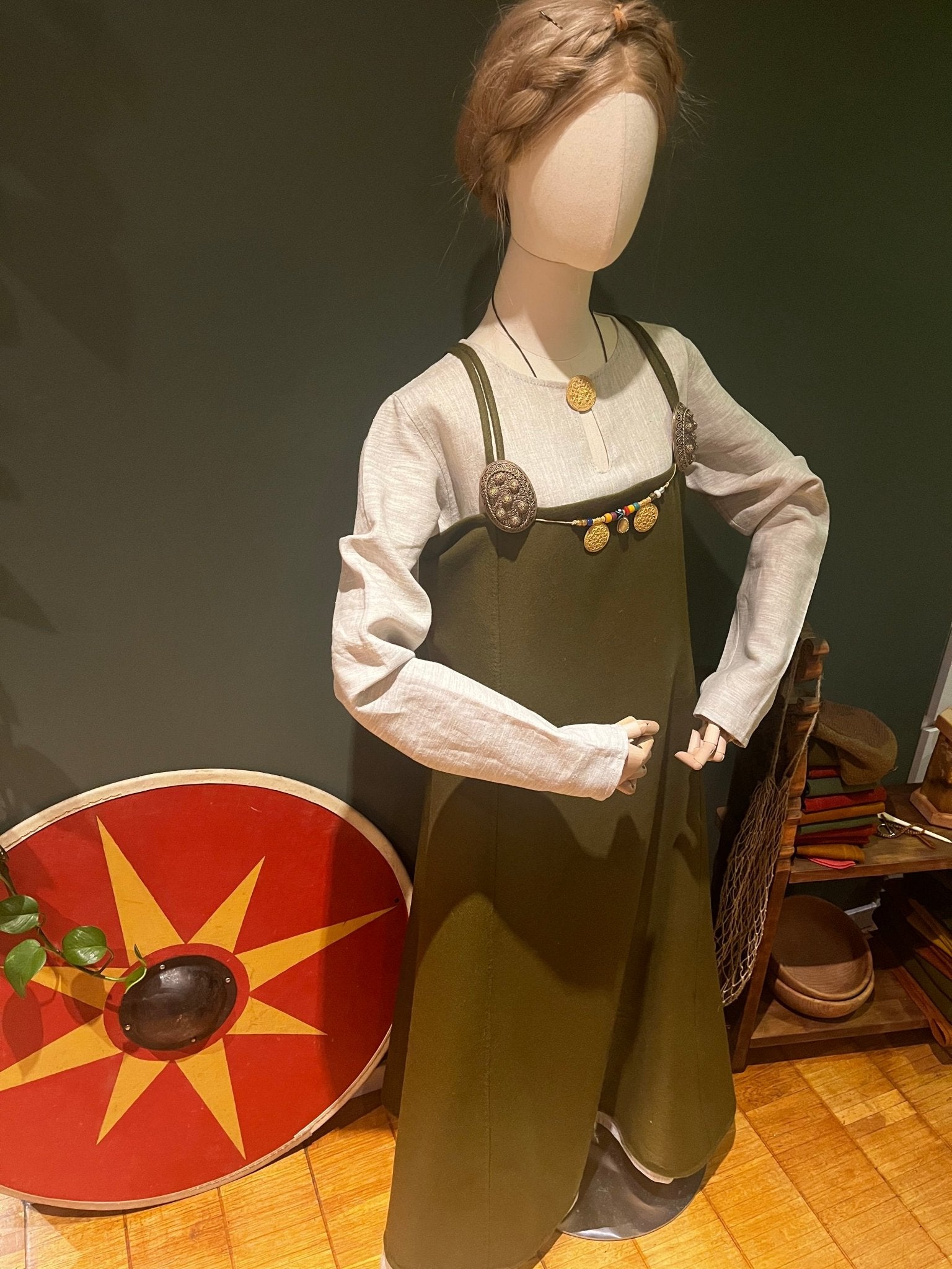 • ÅSA • Hand - Sewn Viking Age Four - Panel Apron Dress in Natural Shades | Premium Thin Twill Wool (290 g/m²) | Based on Finds from Birka, Haithabu, York & Dublin - MIMIRS SAUM