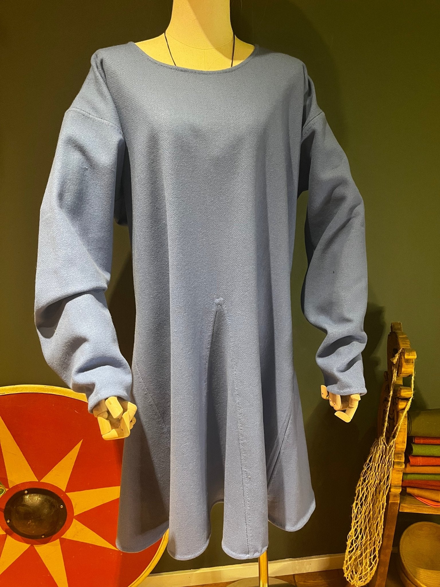 • ERIK • Viking Age Simple Woolen Tunic With 4 Gores READY - MADE size M light blue thin twill - MIMIRS SAUM