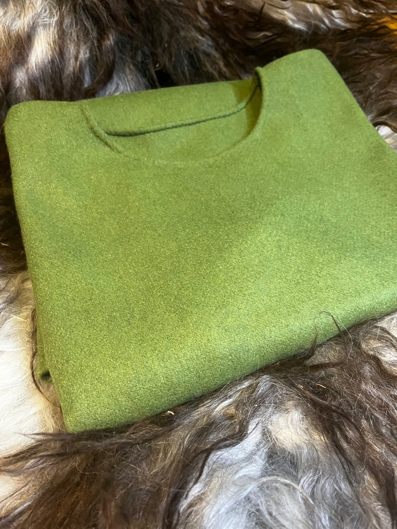 • GORM • Hand - Sewn Viking Age Woolen Tunic with Two Gores | Green & Blue Shades, Thin Twill Wool (290g/m²) Based on Haithabu Fragments - MIMIRS SAUM