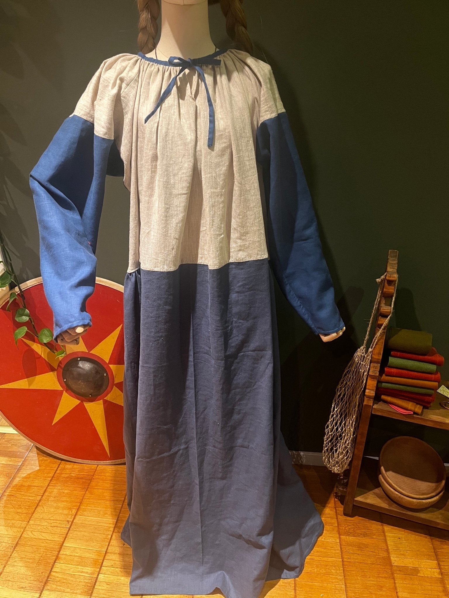 • OLGA • Hand - Sewn Viking Age Two - Color Gnezdovo Dress - NATURAL SLEEVES Style | Based on Chamber Graves C - 301, C - 160, D - 4 & Smolensk Complex - MIMIRS SAUM