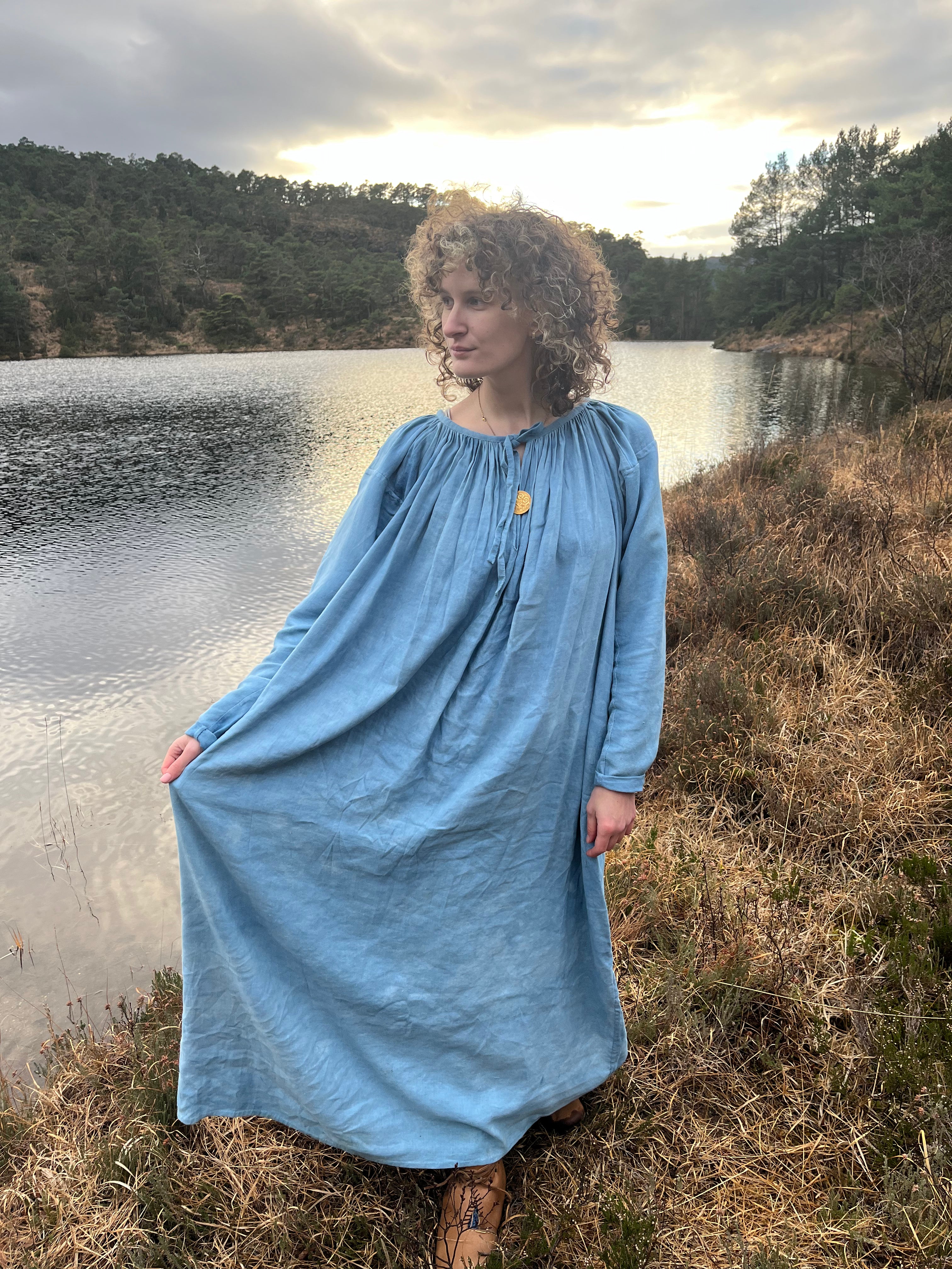 GUNHILD Viking Age Linen Pskov Plated Dress GUNHILD Viking Age Linen Pskov Plated Dress