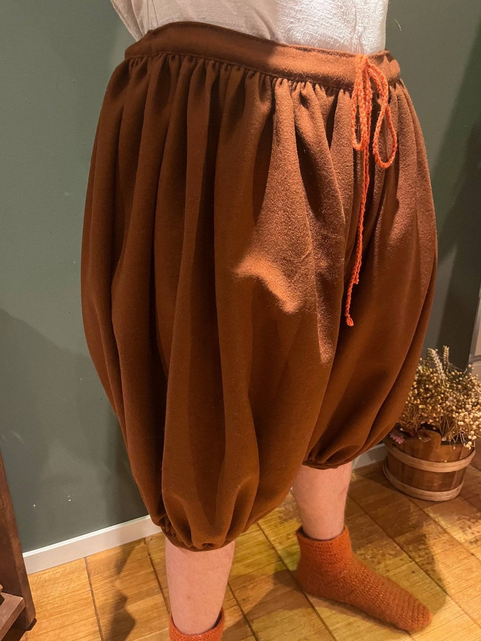 Side view of brown Viking Age Hedeby pants