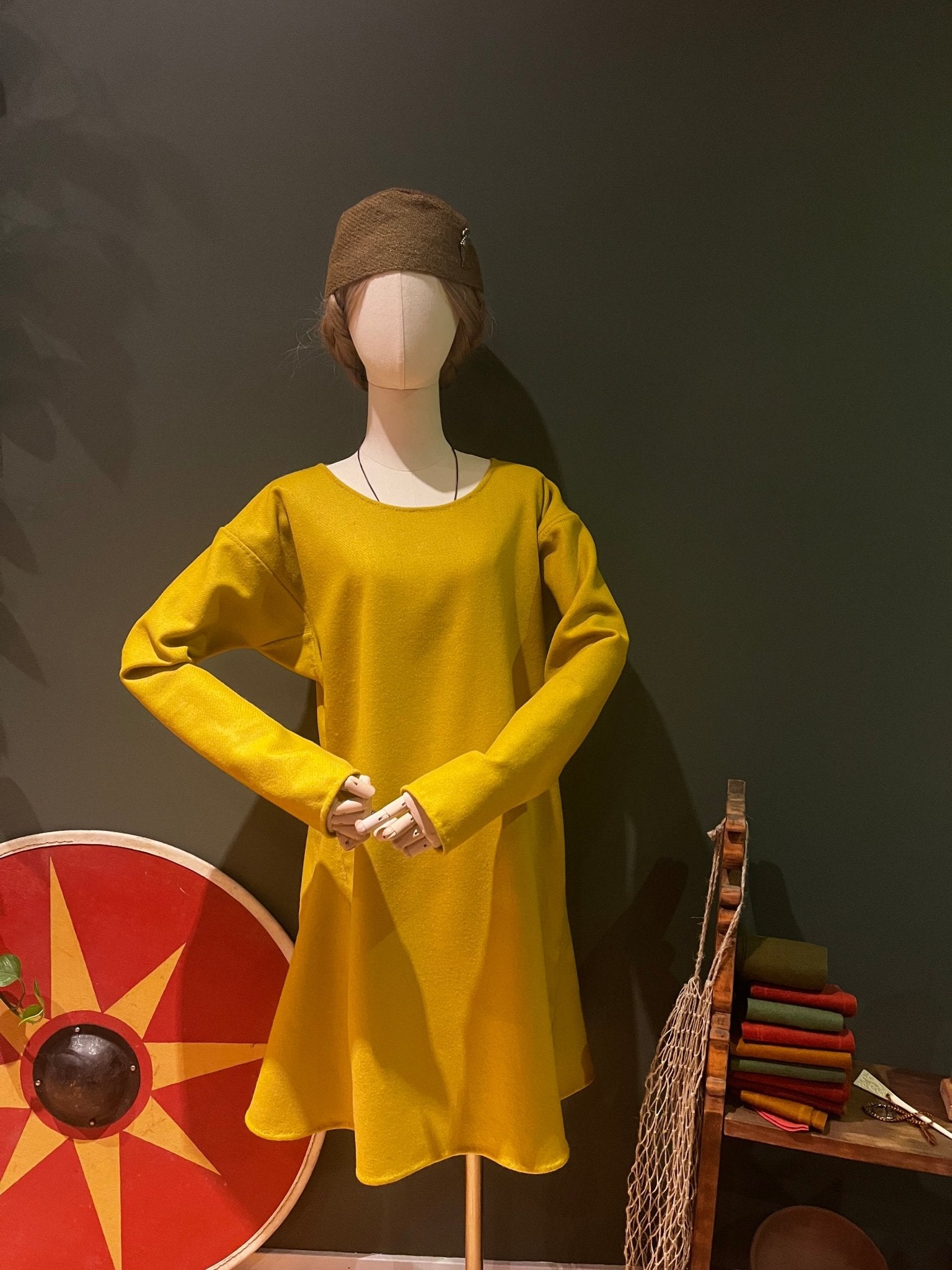 • ERIK • Viking Age Simple Woolen Tunic With 2 Gores READY - MADE size S yellow thin twill - MIMIRS SAUM