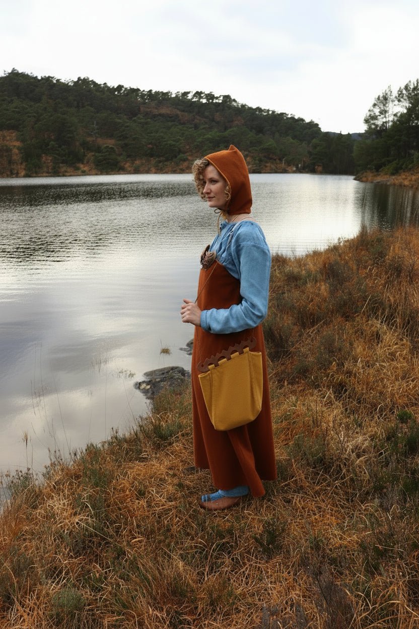 • FREYDIS • Hand - Sewn Viking Age Apron Dress | Twill Wool Fulled 370g/m2 | Based on Haithabu Harbor Fragments - MIMIRS SAUM